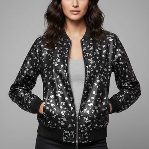 New MICHAEL KORS Floral Metallic Moto Bomber Jacket Size Small
